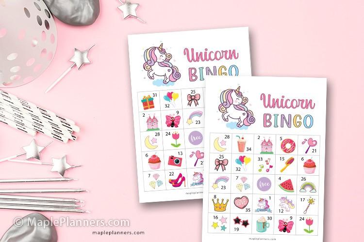 Unicorn Bingo Game Cards