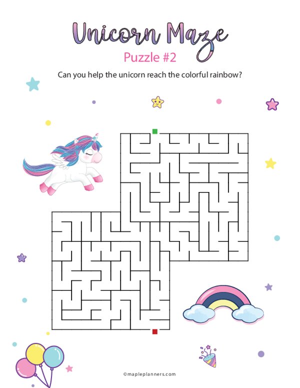 Printable Unicorn Maze