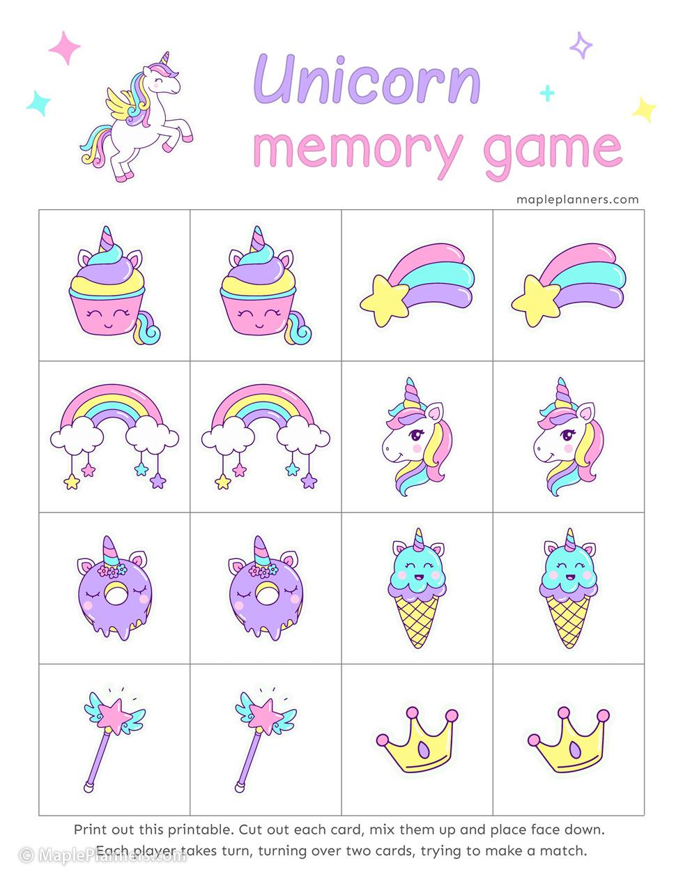 Unicorn Memory Games