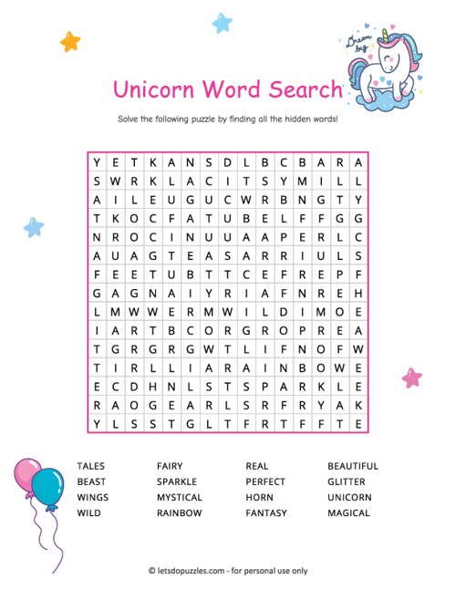 Unicorn Word Search