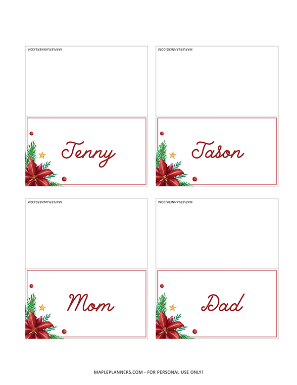 Christmas Place Cards for Holiday Party