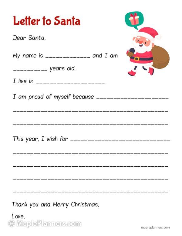 Letter to Santa Writing Template
