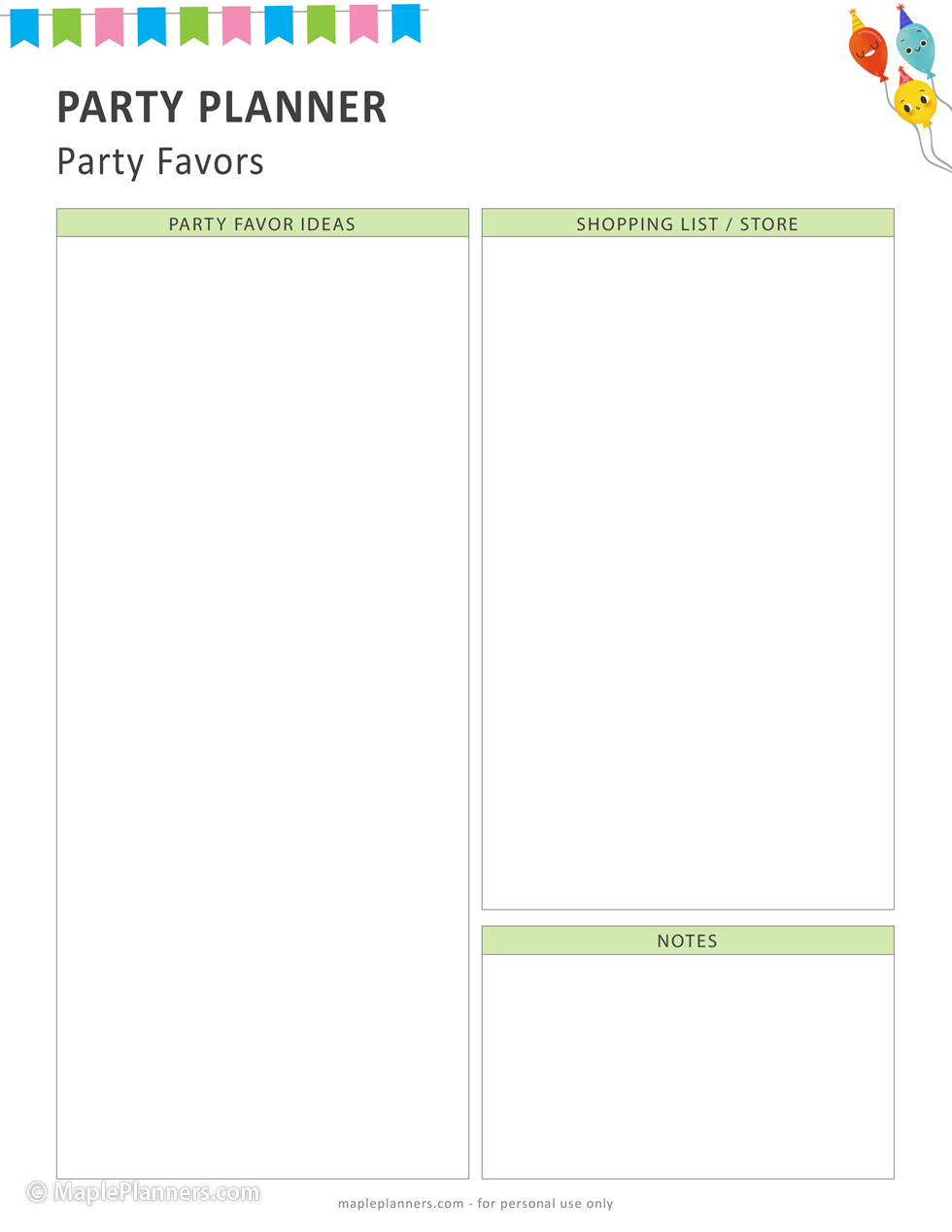 Party Favors Template
