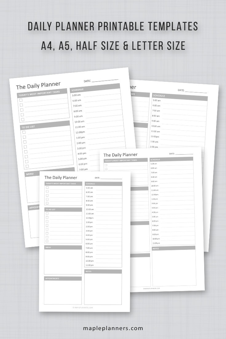 Free Printable Daily Planner Templates