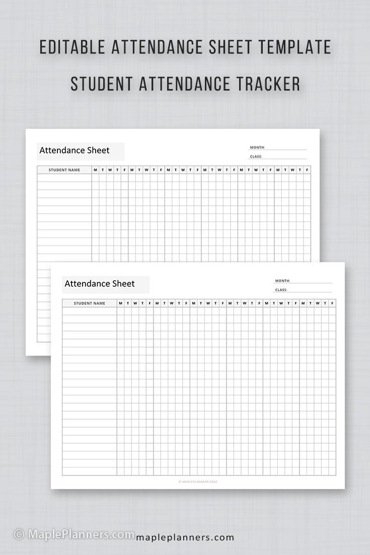 Editable Student Attendance Sheet Template