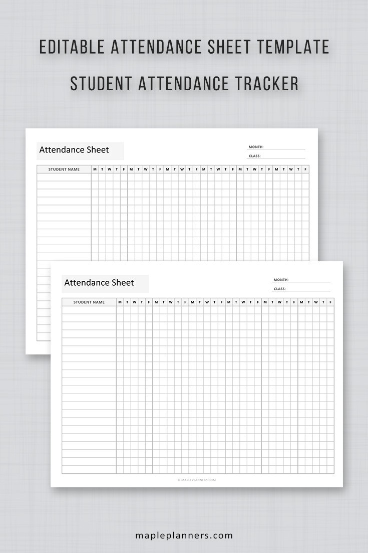 Student Attendance Sheet Template