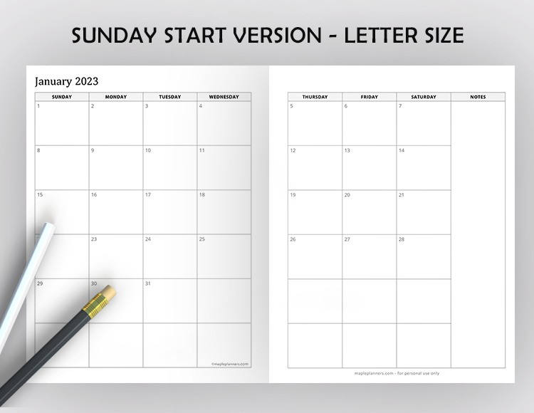 2023 Monthly Calendar Free Printable 2023 Monthly Calendar Free Printable