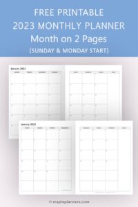 2023 Monthly Calendar Free Printable