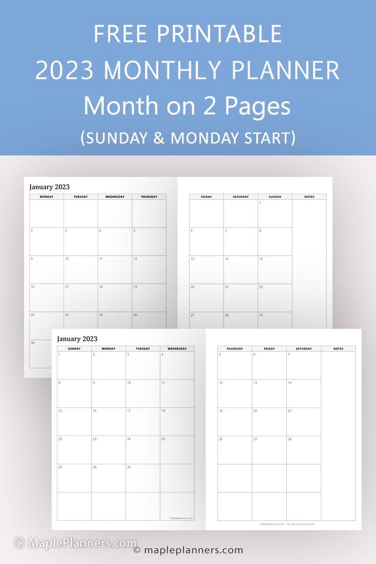 Free Printable Monthly Calendar 2023