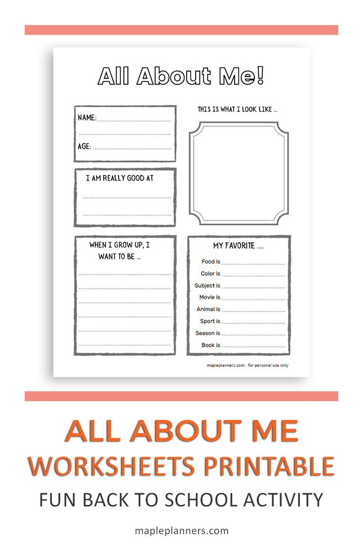 Free Printable All About Me Worksheet