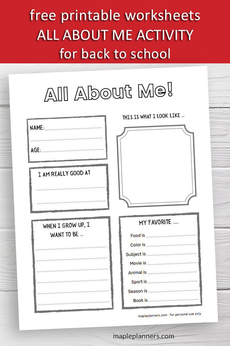 Back to School - All About ME Book Worksheets!