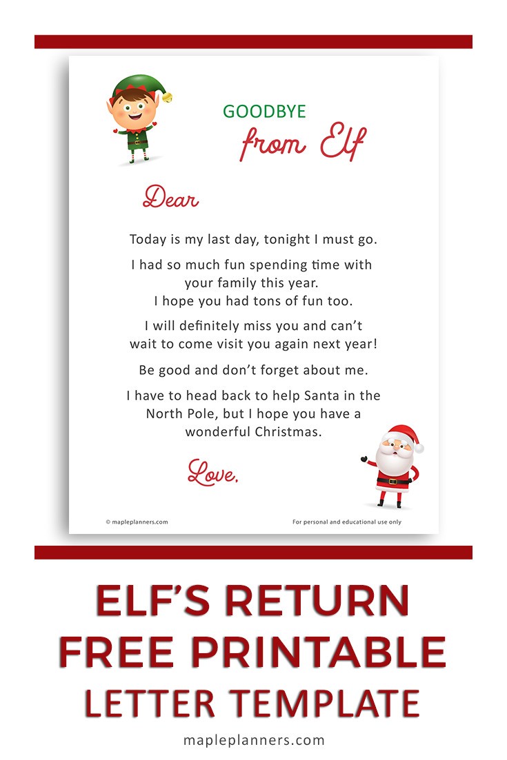 Elf's Return Letter Template