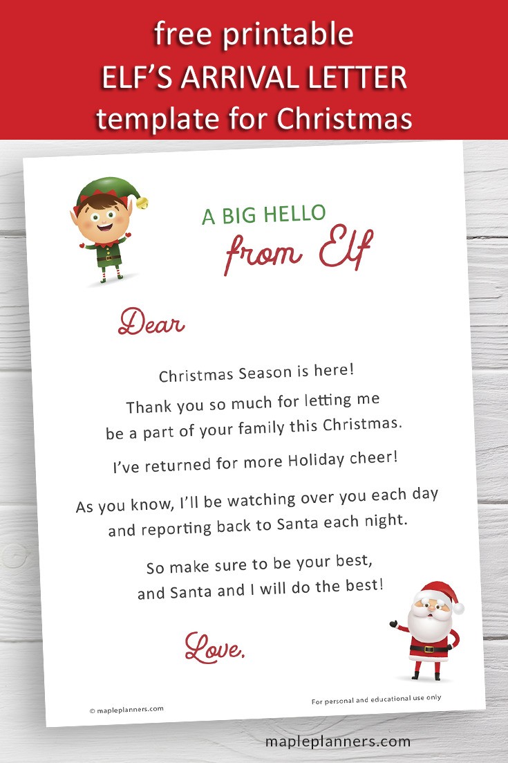 Free Printable Elf on the Shelf Template