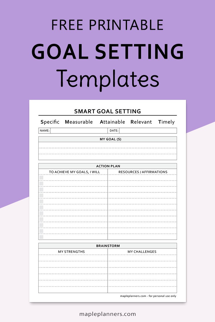 Free Printable Goal Setting Template Free Printable Goal Setting Template