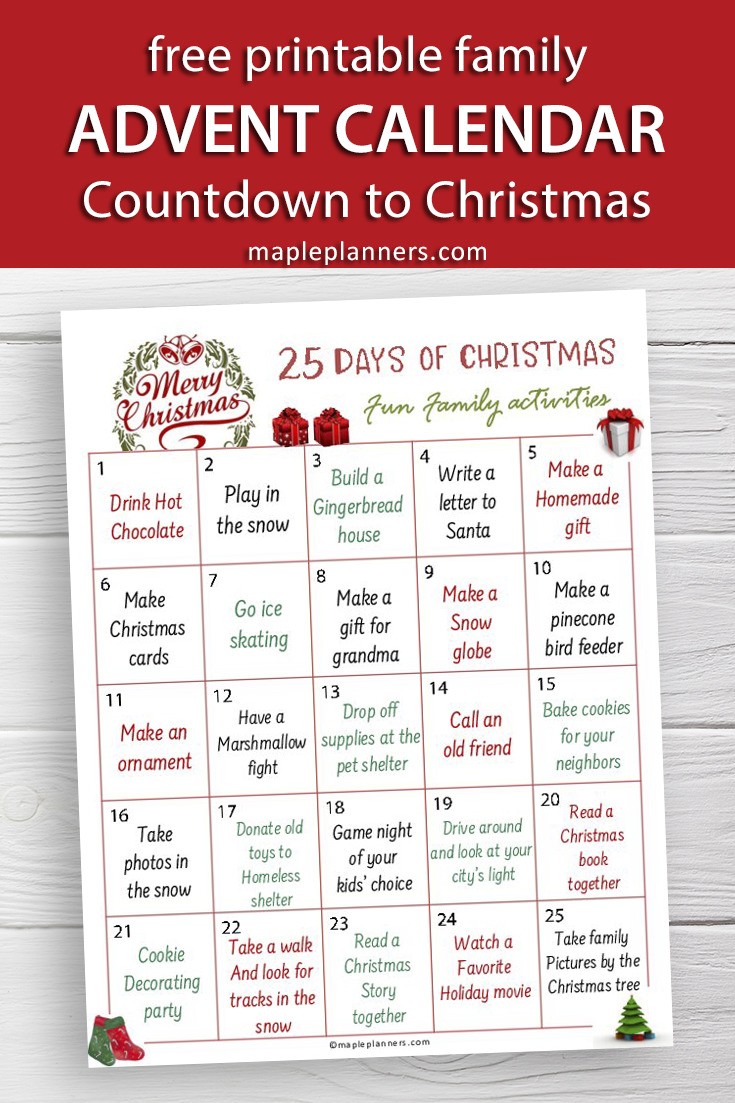 Family Advent Calendar Activities