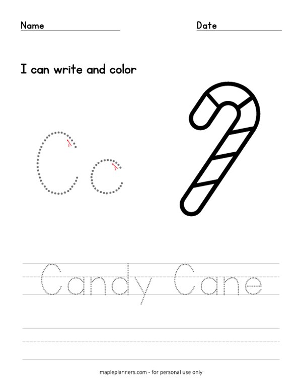 Candy Cane Coloring Sheet