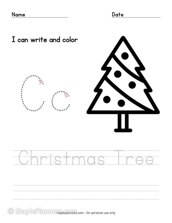 Christmas Tree Trace and Color
