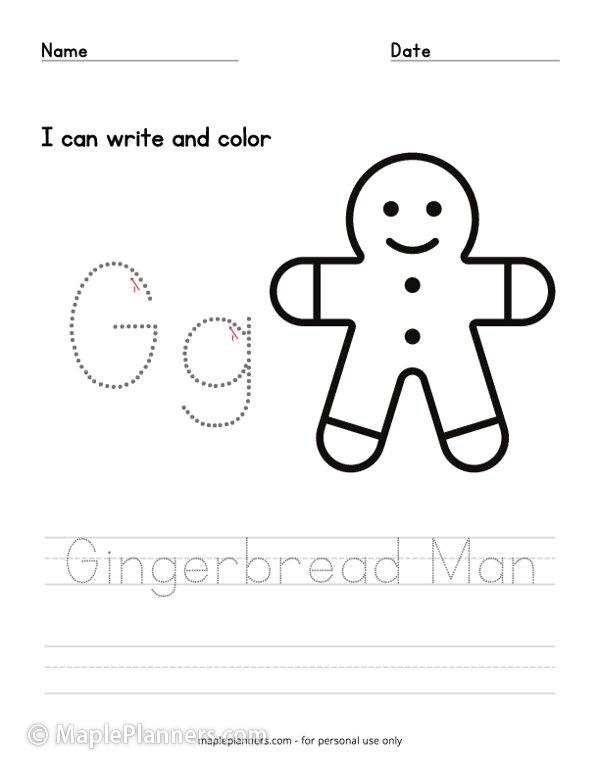 Gingerbread Man Trace and Color