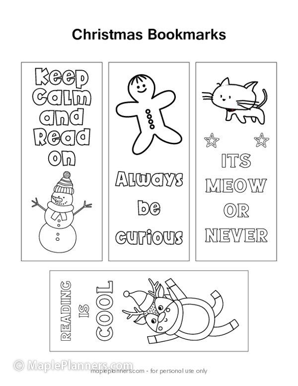 Coloring Christmas Bookmarks for Kids