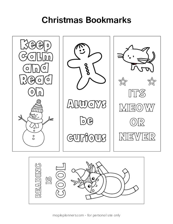 Free Printable Christmas Bookmarks