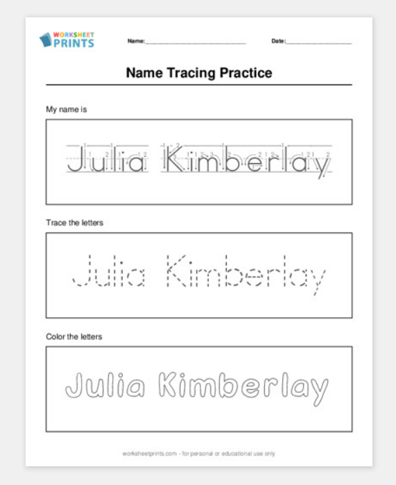 Name Tracing Worksheets