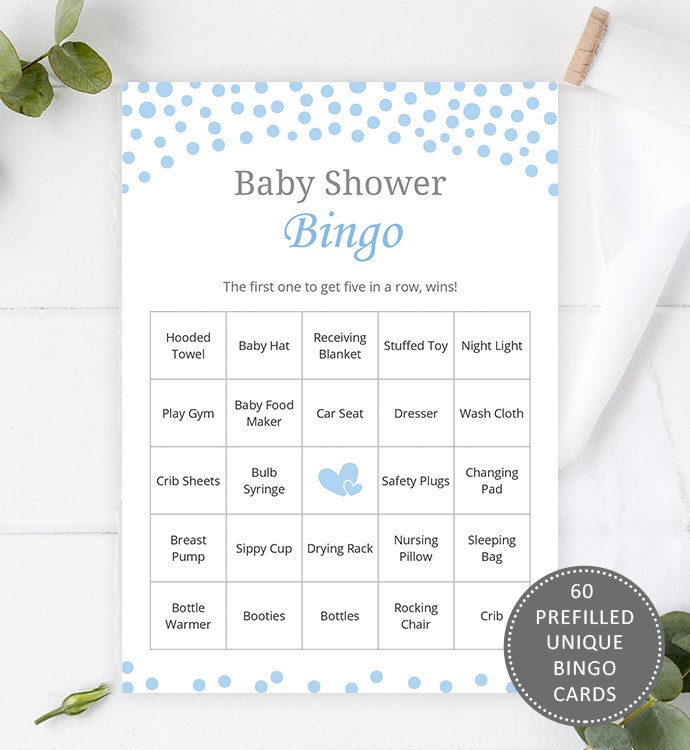 Blue Baby Bingo Prefilled Cards