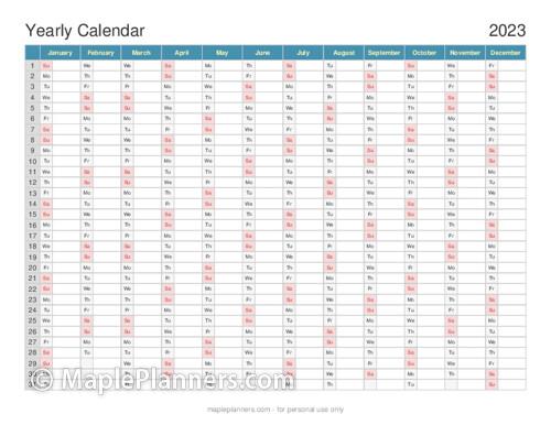 Make your own Yearly Calendar with Writing Space