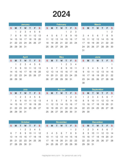 Yearly Calendar Maker | Make your own Year at a Glance Calendar